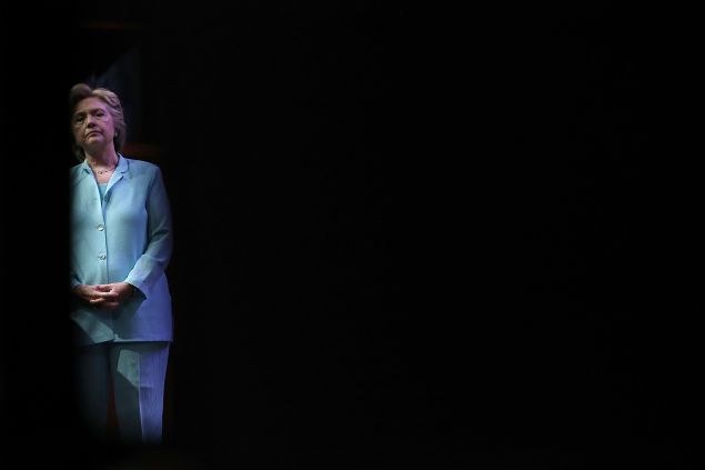 Democratic presidential nominee Hillary Clinton answers questions after addressing the National Association of Black Journalists and the National Association of Hispanic Journalists August 5, 2016 in Washington, DC. Clinton took questions on a range of issues relating to the 2016 presidential campaign. 