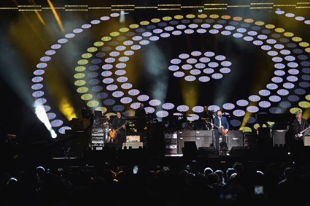 Rusty Anderson, Abe Laboriel, Jr., Paul McCartney, and Brian Ray performing at MetLife Stadium on August 7, 2016 in East Rutherford, New Jersey.
