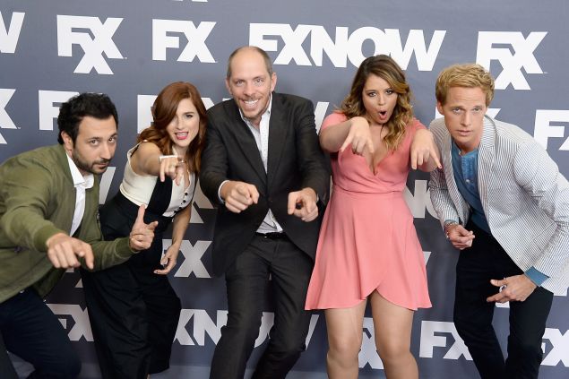 (L-R) Desmin Borges, Aya Cash, producer Stephen Falk, Chris Geere and Kether Donohue.