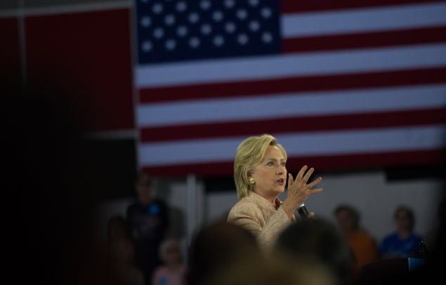 Democratic presidential candidate Hillary Clinton speaks to supporters at a rally at John Marshall High School on August 17, 2016 in Cleveland, Ohio. 