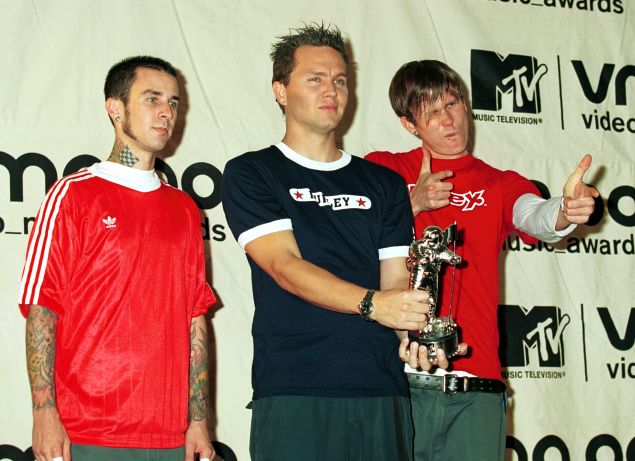 Blink 182 win Best Group Video September 7, 2000 at the MTV Awards at Radio City Music Hall in New York City. 