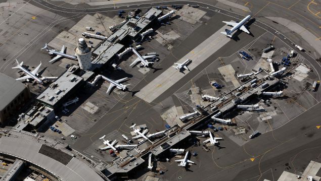 Planes are seen at LaGuardia Airport September 13, 2009 in the Queens borough of New York City. 