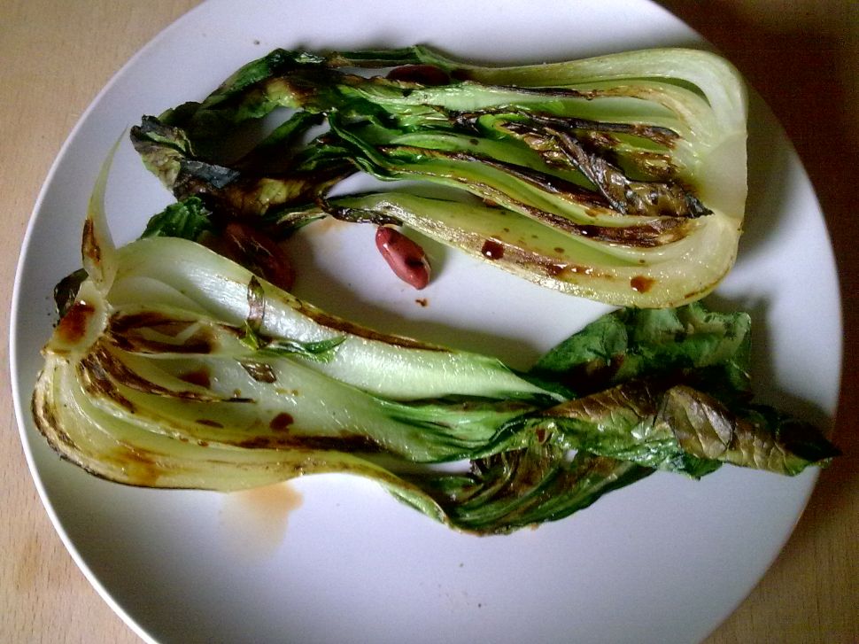 Grilled bok choy with soy.