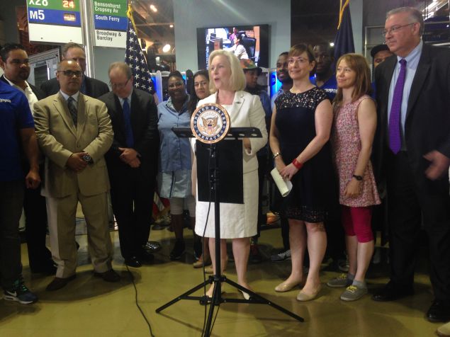 Sen. Kirsten Gillibrand unveils bipartisan legislation seeking to increase manufacturing opportunities in Queens.