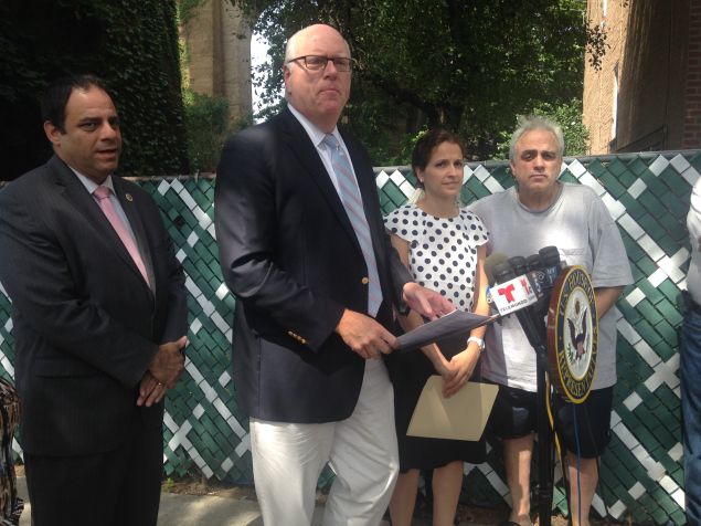 Rep. Joe Crowley protests Amtrak's exorbitant rent increase for Astoria homeowners who live near a bridge the agency operates.