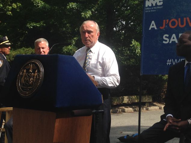 Police Commissioner Bill Bratton speaks at a press conference announcing security measures at the J'Ouvert festival.
