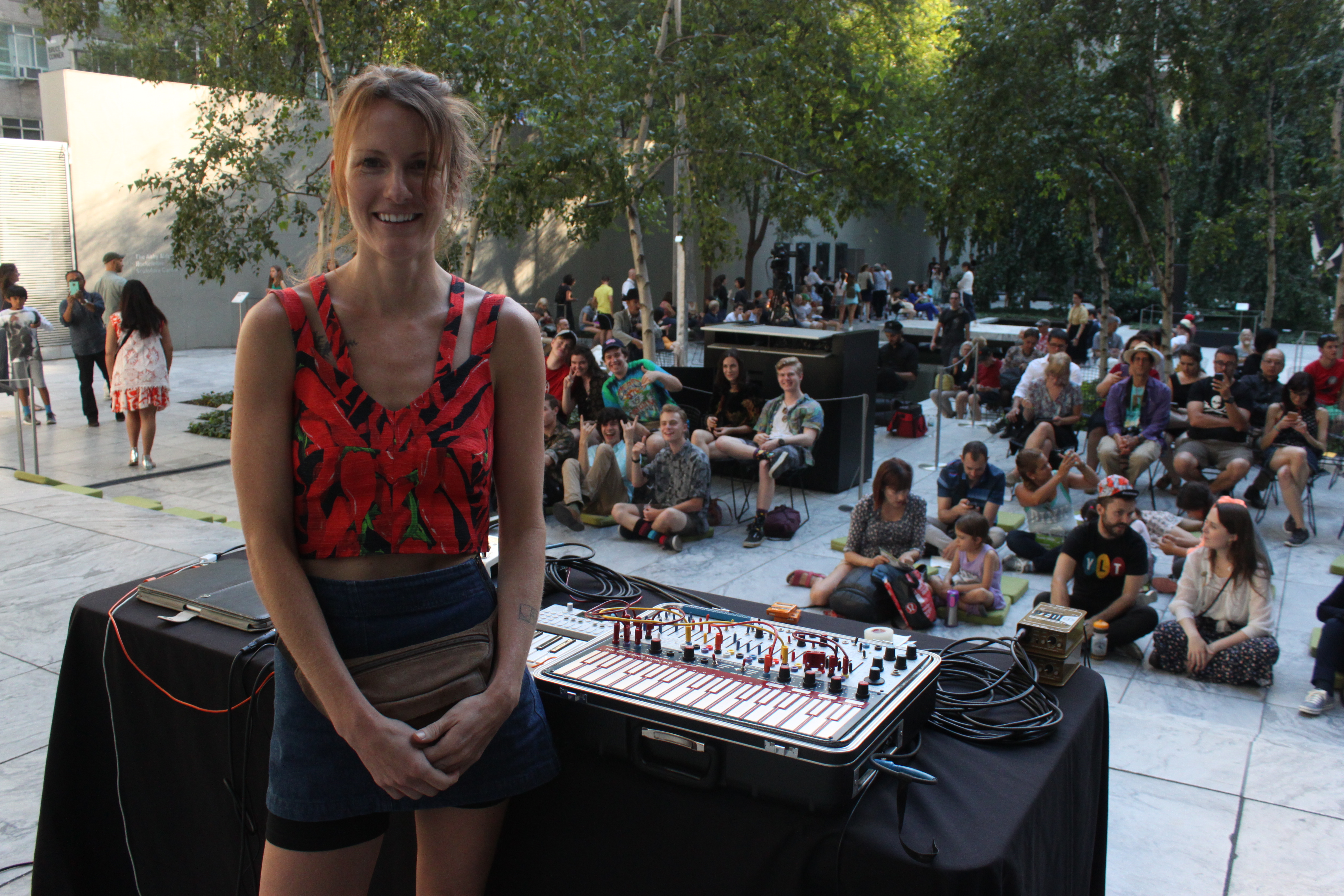 Kaitlyn Aurelia Smith was perfectly happy just hangin in the courtyard ahead of her fantastic set at MoMa Summer Thursdays.