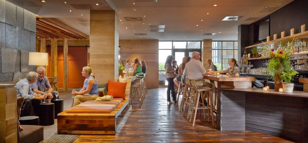 Juniper, the restaurant at Hotel Vermont, serves fresh local food and serves their own brand of organic house vodka and gin.
