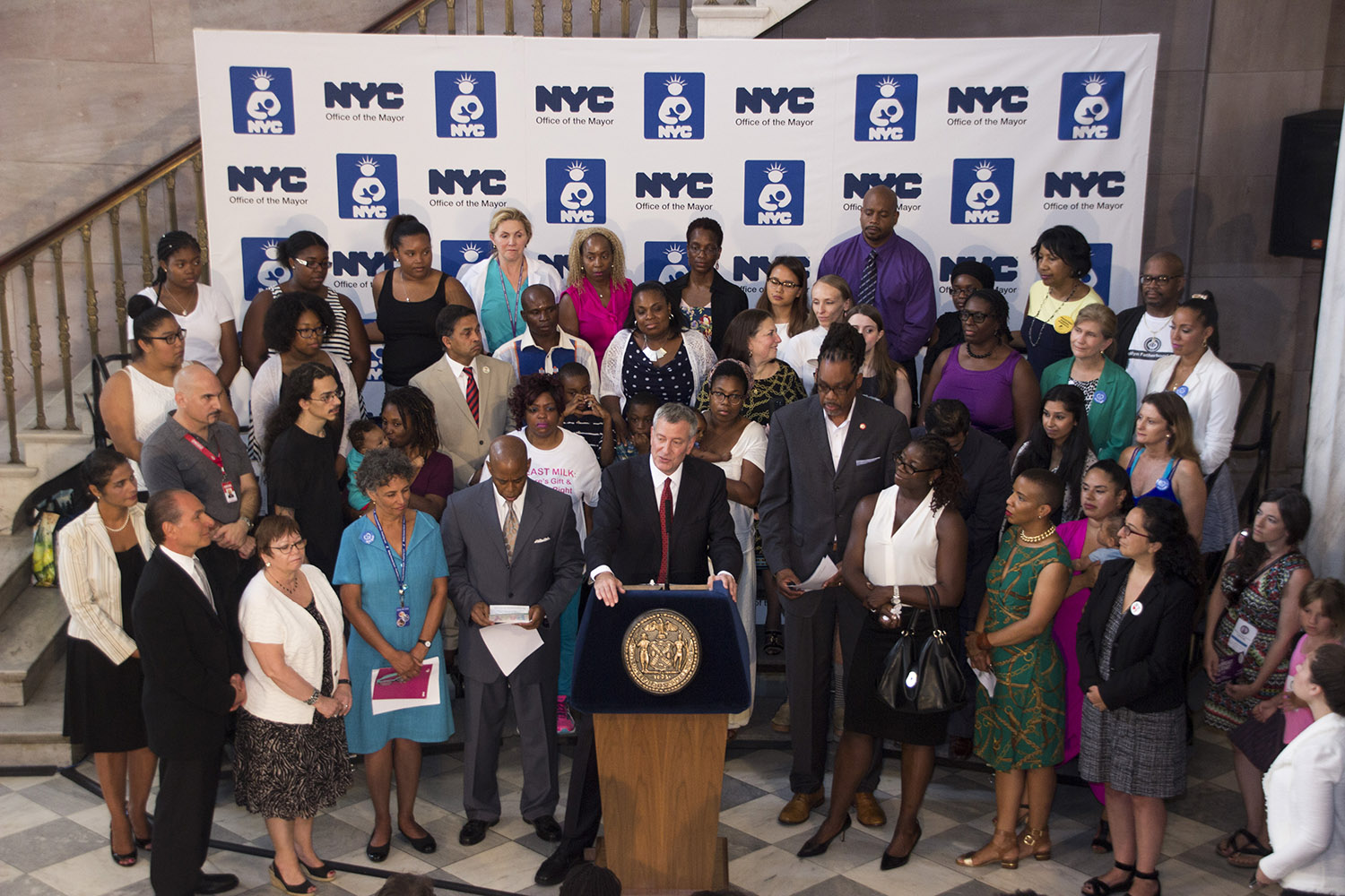 Bill de Blasio signs legislation mandating lactation rooms in city buildings last week in Brooklyn.