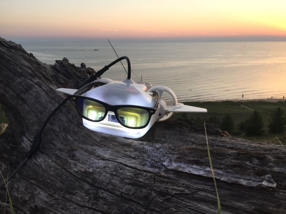 The latest version of the Fathom, showing off its lights.
