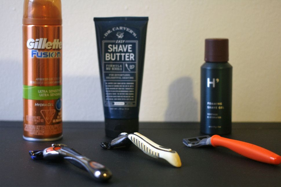 From left to right, Gillette, Dollar Shave Club and Harry's offerings.