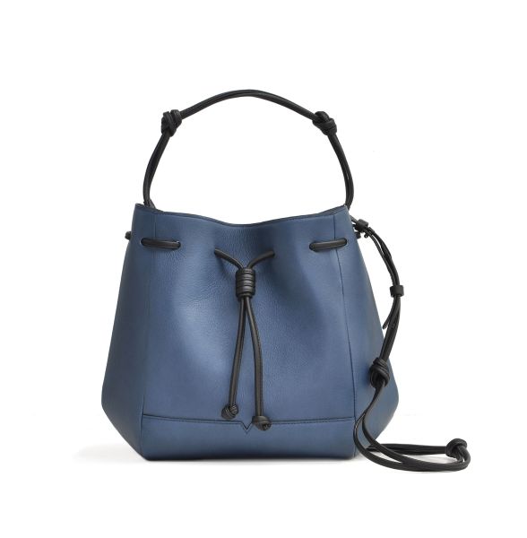 von Holzhausen Mini Crossbody in Denim and Black, $650, Vonholzhausen.com