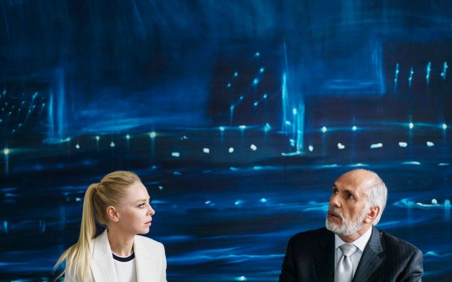 Portia Doubleday as Angela Moss and Michael Cristofer as Phillip Price.