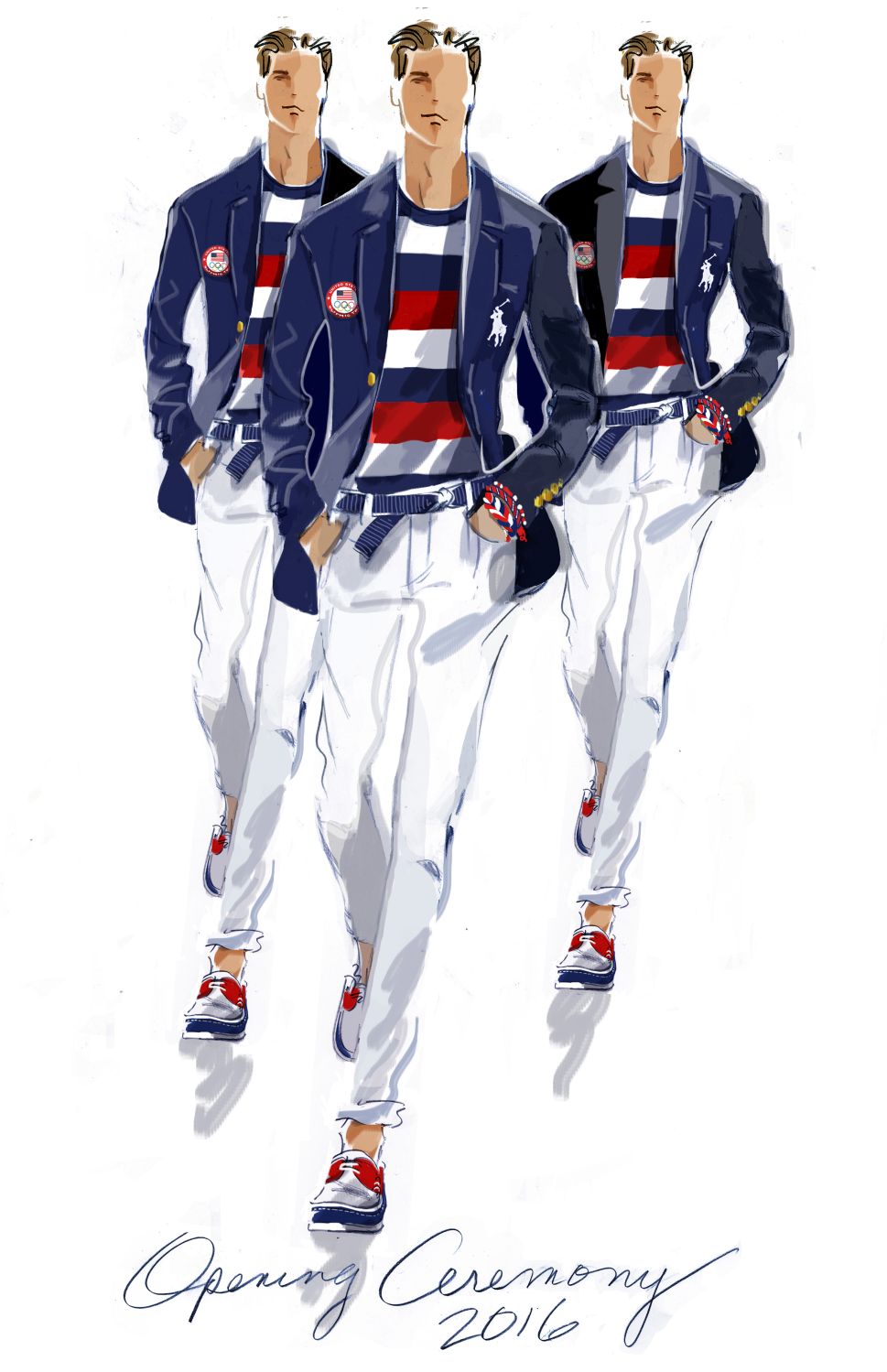 A sketch of the men's uniform