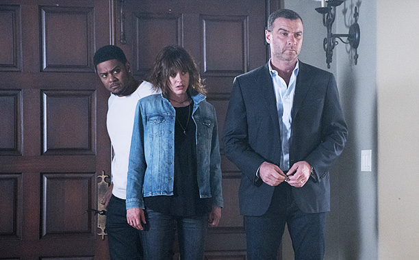 Pooch Hall as Daryll, Katherine Moennig as Lena and Liev Schreiber as Ray Donovan.