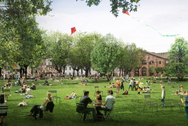 A rendering of New Holland Island.