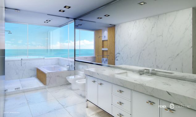 All marble bathrooms, of course.