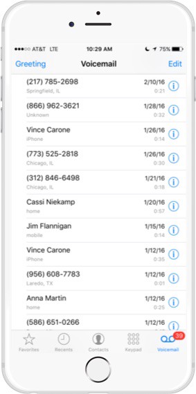 Apple’s Visual Voicemail on iPhone6