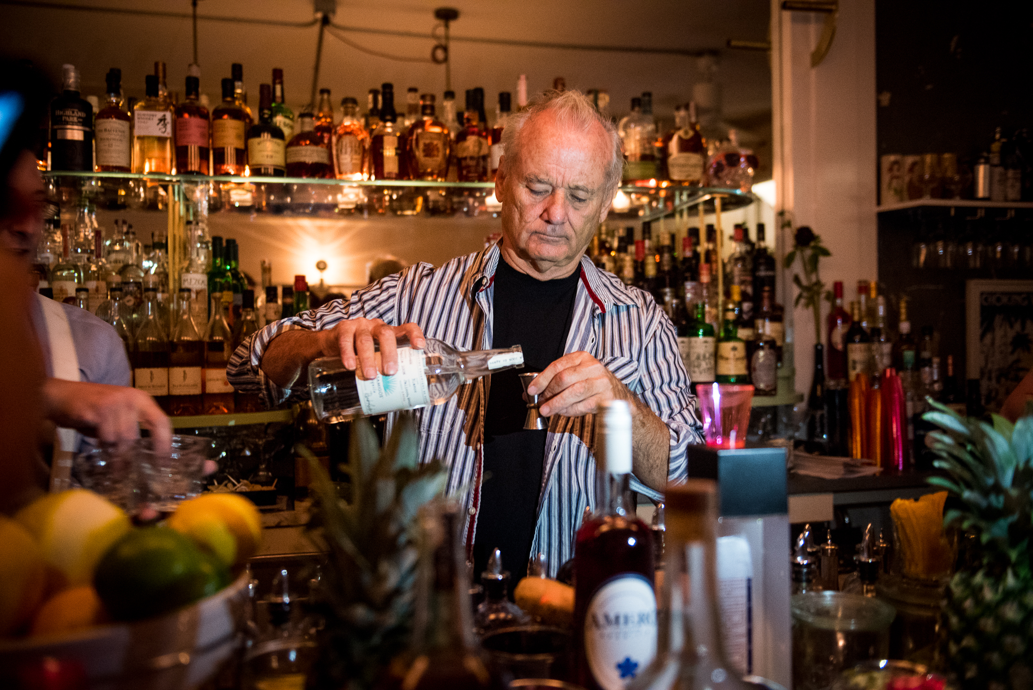 NEW YORK - September 16: PULSE - Bill Murray bartends in Brooklyn, at 21 GREENPOINT, 21 Greenpoint Ave in Brooklyn. September 16, 2016. (Photo by Gabi Porter)