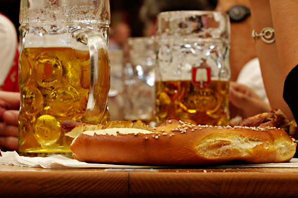Brezen bread and beer in Bavaria.
