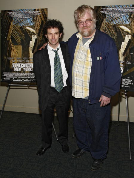 Screenwriter Charlie Kaufman and actor Philip Seymour Hoffman attend the 2008 New York Variety Screening Series screening of "Synecdoche, New York" at the Landmark Sunshine Cinema on October 16, 2008 in New York City.