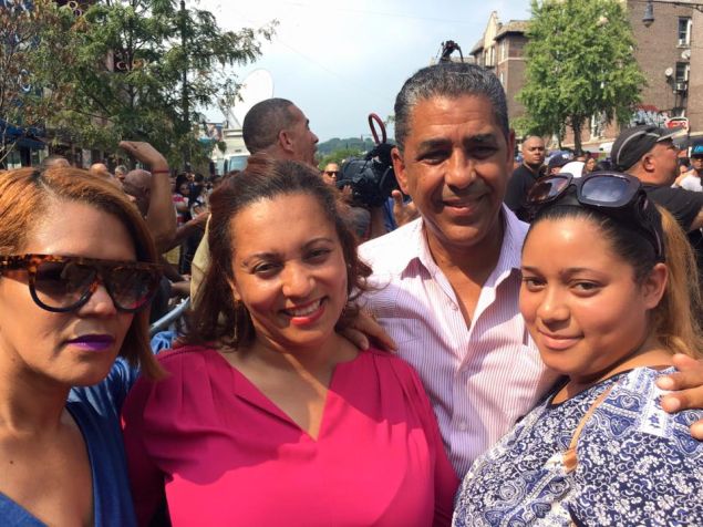 Marisol Alcantara, second from left, with outgoing State Senator Adriano Espaillat.