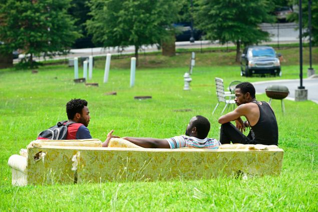 (l-r) Donald Glover as Earnest Marks, Brian Tyree Henry as Alfred Miles, Keith Standfield as Darius.