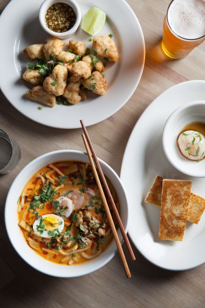 Cassia's fried cauliflower, kaya toast and laksa pair well with a beer.
