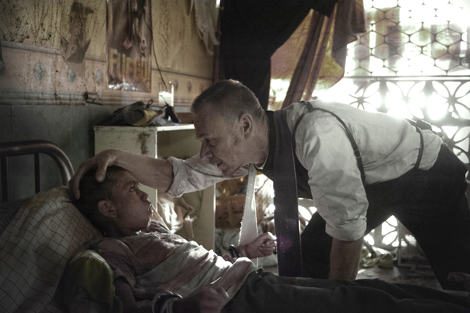 Guest star Isaac Linares and Ben Daniels in The Exorcist.