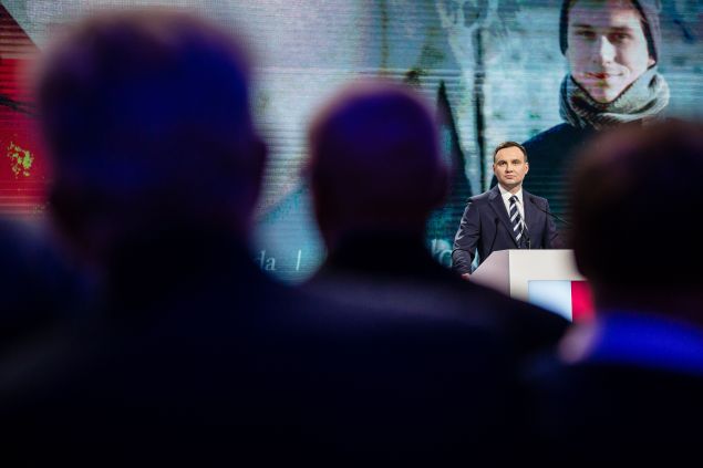 Andrzej Duda, the conservative party PiS (Law and Justice) candidate for President in the upcoming election addresses a party convection in Warsaw, Poland on February 7, 2015. 