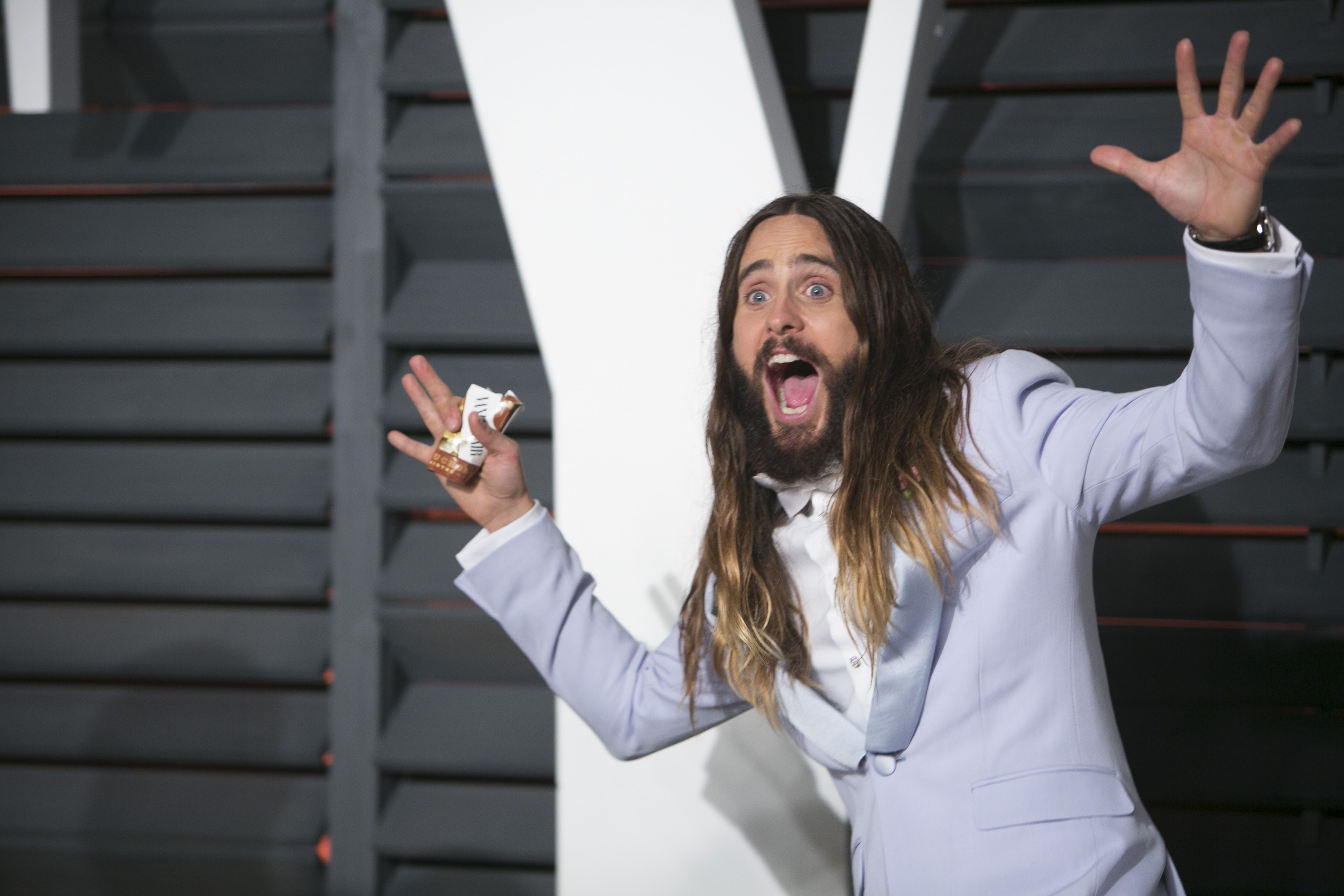 Jared Leto arrives to the 2015 Vanity Fair Oscar Party February 22, 2015 in Beverly Hills, California.