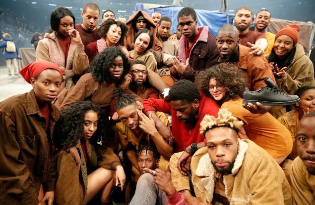 NEW YORK, NY - FEBRUARY 11: Extras pose during Kanye West Yeezy Season 3 on February 11, 2016 in New York City. (Photo by JP Yim/Getty Images for Yeezy Season 3)