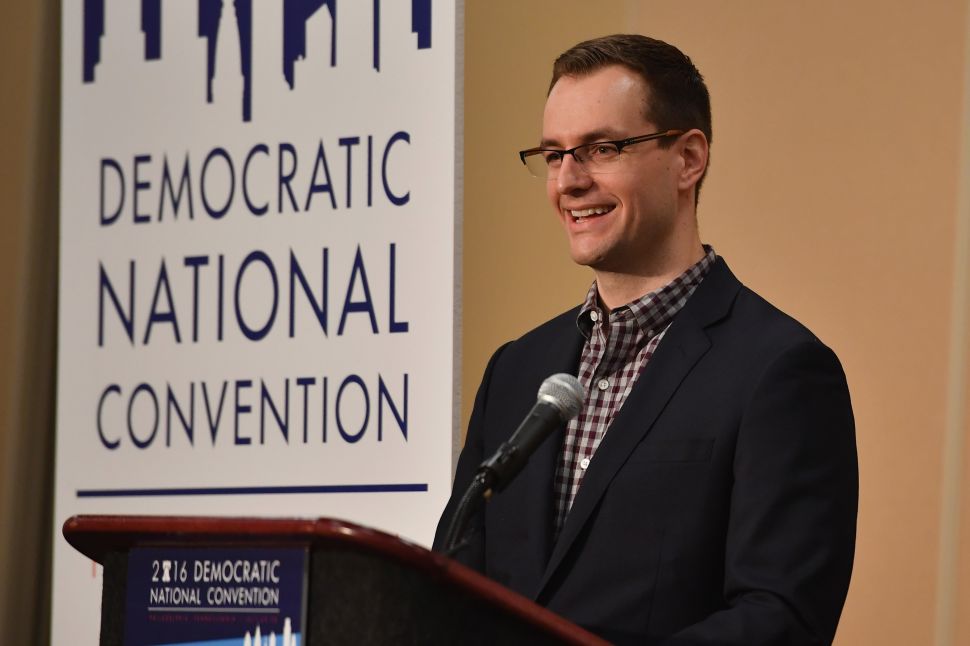 Robby Mook Campaign Manager for Hillary for America speaks at a press conference in the convention centre on July 25, 2016 in Philadelphia, Penn.