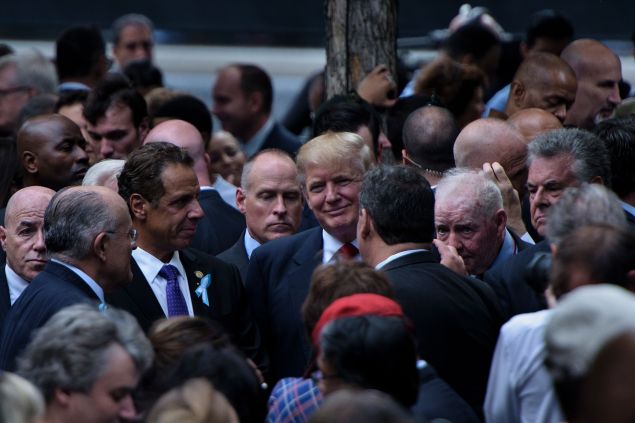 Former Mayor Rudolph Giuliani, Gov. Andrew Cuomo, Donald Trump and New Jersey Gov. Chris Christie.