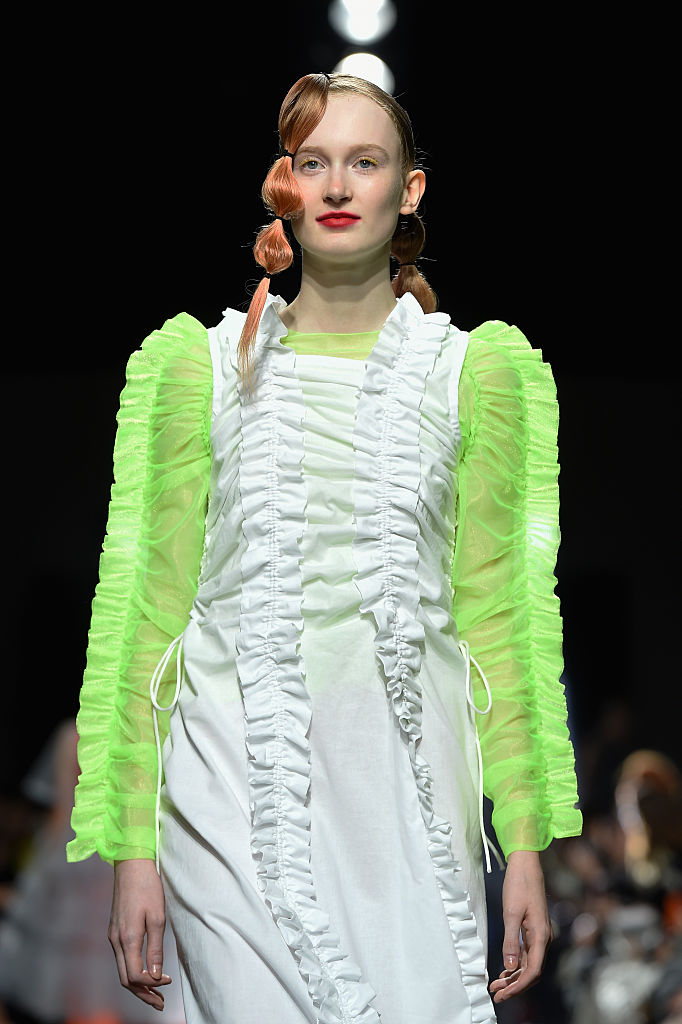 A model walks the runway at the Molly Goddard show during London Fashion Week Spring/Summer collections 2017 on September 17, 2016 in London, United Kingdom.