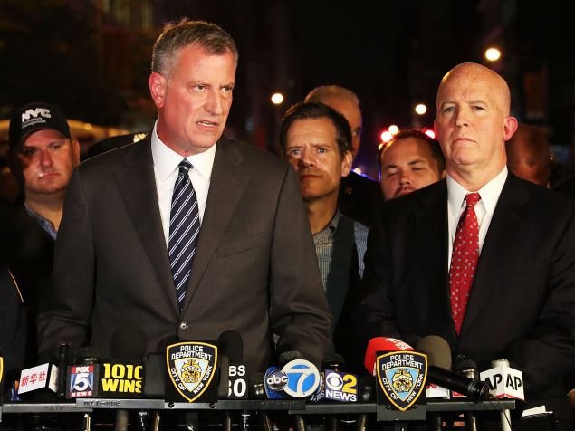 Mayor Bill de Blasio and Police Commissioner James O'Neill after the Chelsea bombing.