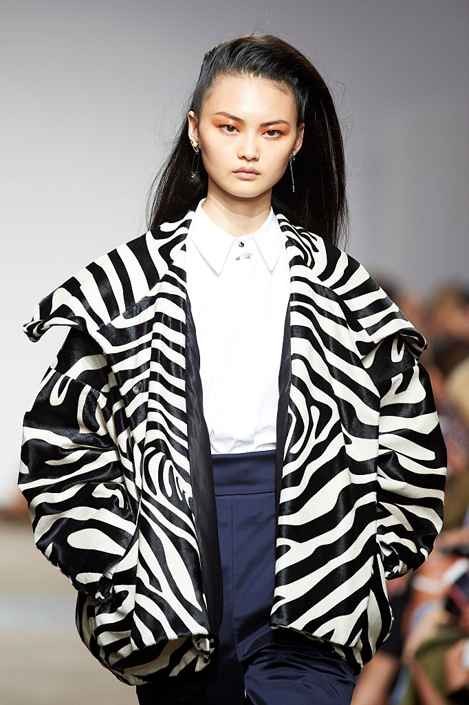 A model in a creation by Topshop Unique.