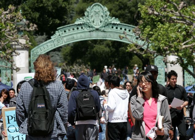 BERKELEY, CA - APRIL 17: UC Berkeley students walk through Sather Gate on the UC Berkeley campus April 17, 2007 in Berkeley, California. Robert Dynes, President of the University of California, said the University of California campuses across the state will reevaluate security and safety policies in the wake of the shooting massacre at Virginia Tech that left 33 people dead, including the gunman, 23 year-old student Cho Seung-Hui. 