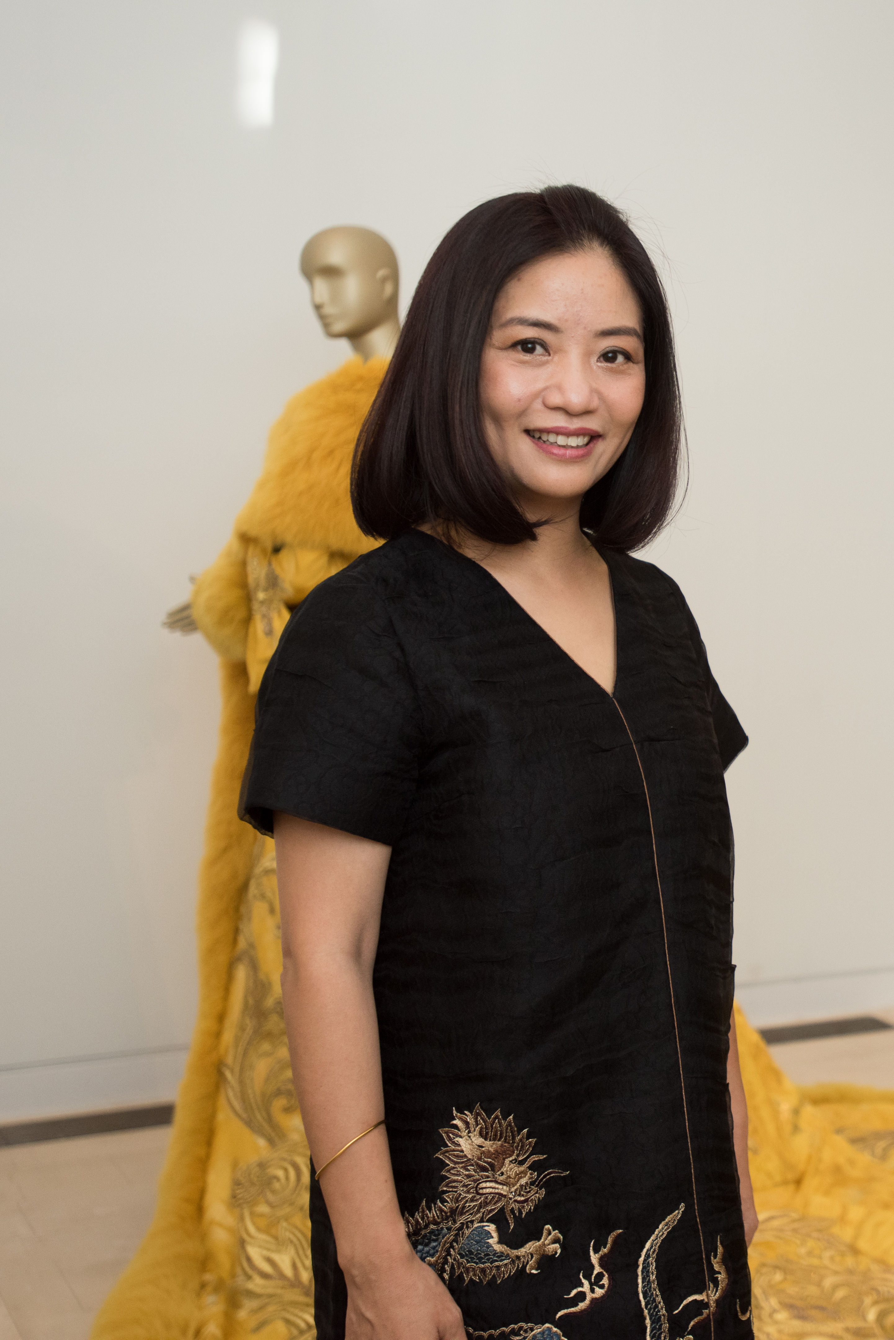 Guo Pei with the dress that propelled her to fashion fame.
