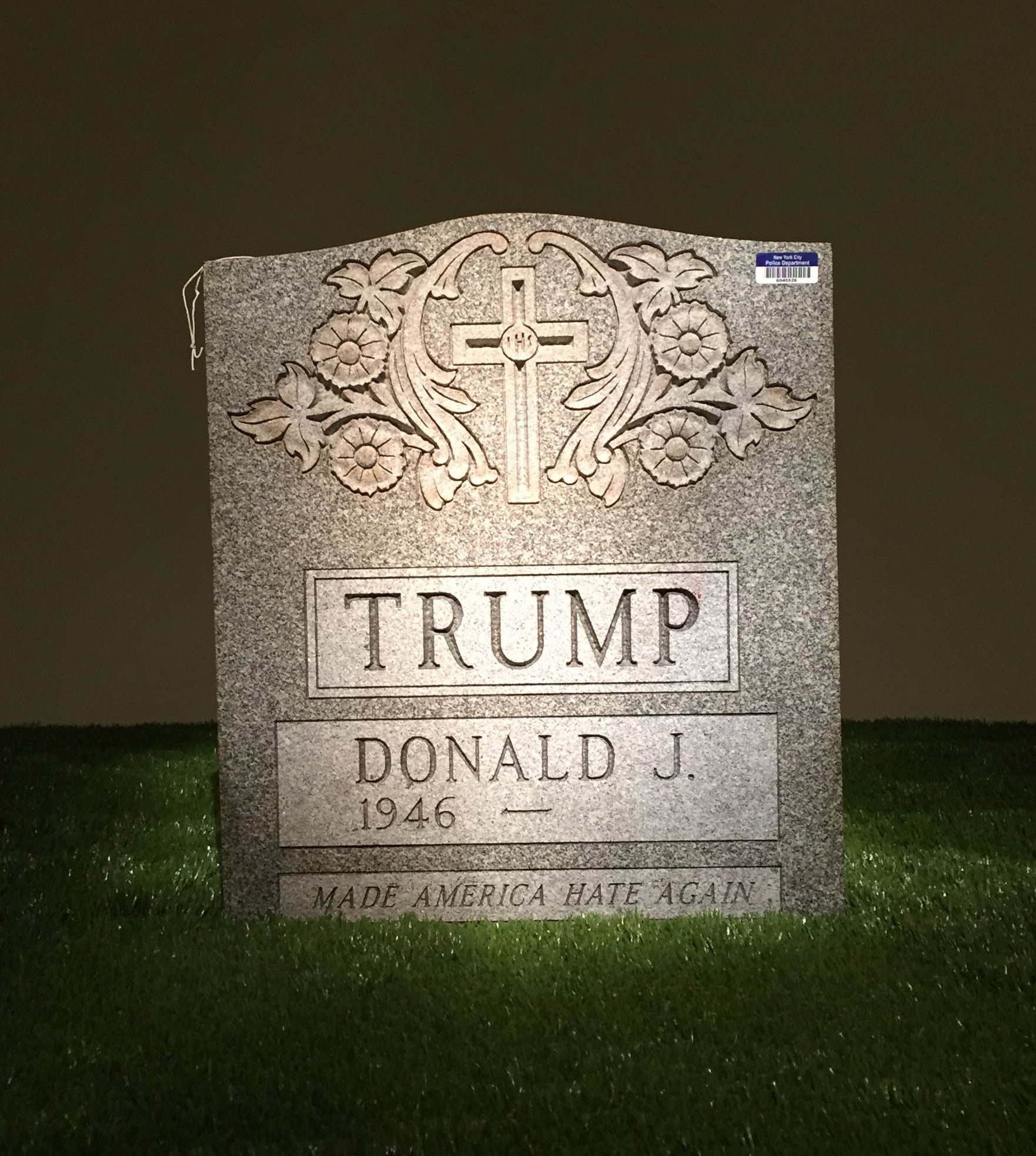 Trump Tombstone by artist Brian Andrew Whiteley.
