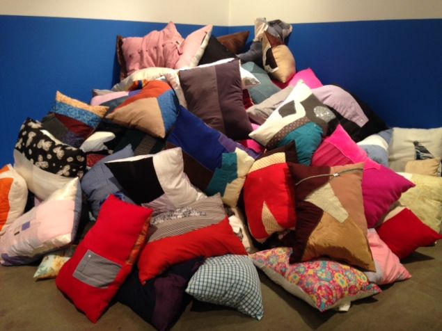 Human Rights Watch's pillow installation at Expo Chicago.
