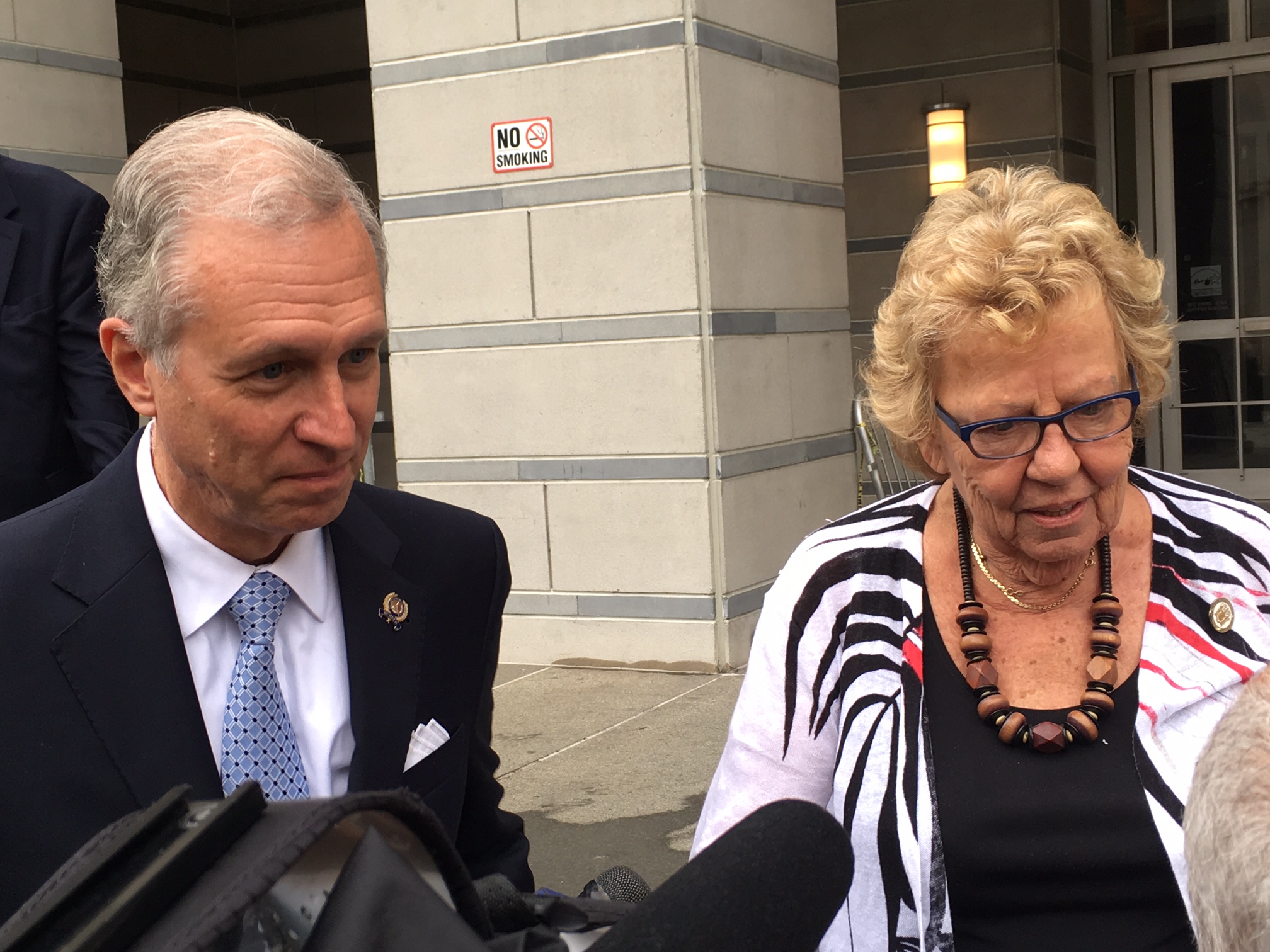 Wisniewski and Weinberg spoke to reporters following the first day of the Bridgegate trial.