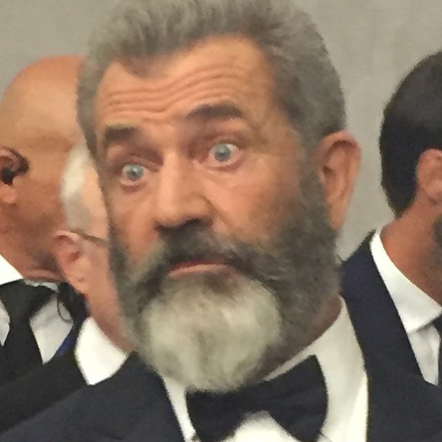 Mel Gibson, normal celebrity, at Venice Film Festival for his film Hacksaw Ridge.