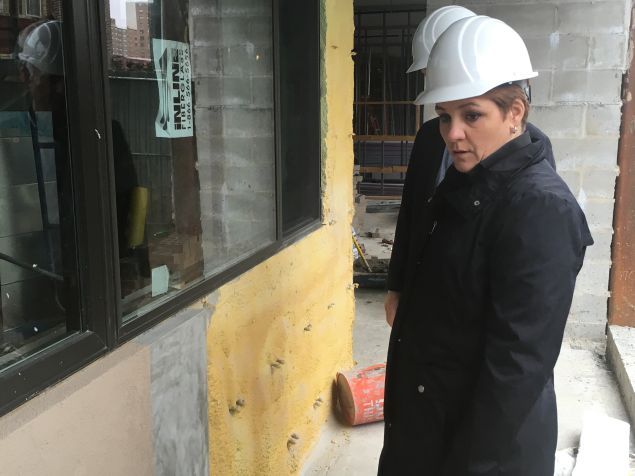 WIN CEO Christine Quinn touring the site of an upcoming supportive housing facility in Brooklyn.