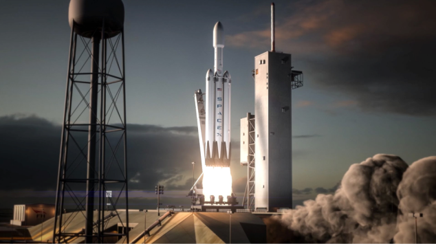 Concept art of SpaceX’s upcoming Falcon Heavy rocket