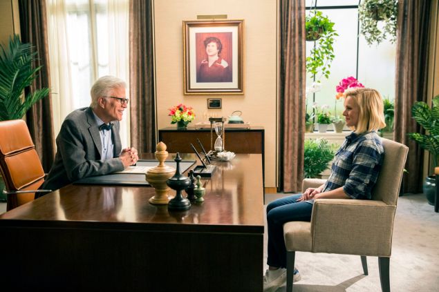 Ted Danson as Michael and Kristen Bell as Eleanor.