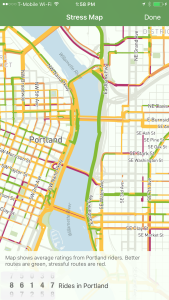 A view of Portland inside the Ride Report app.
