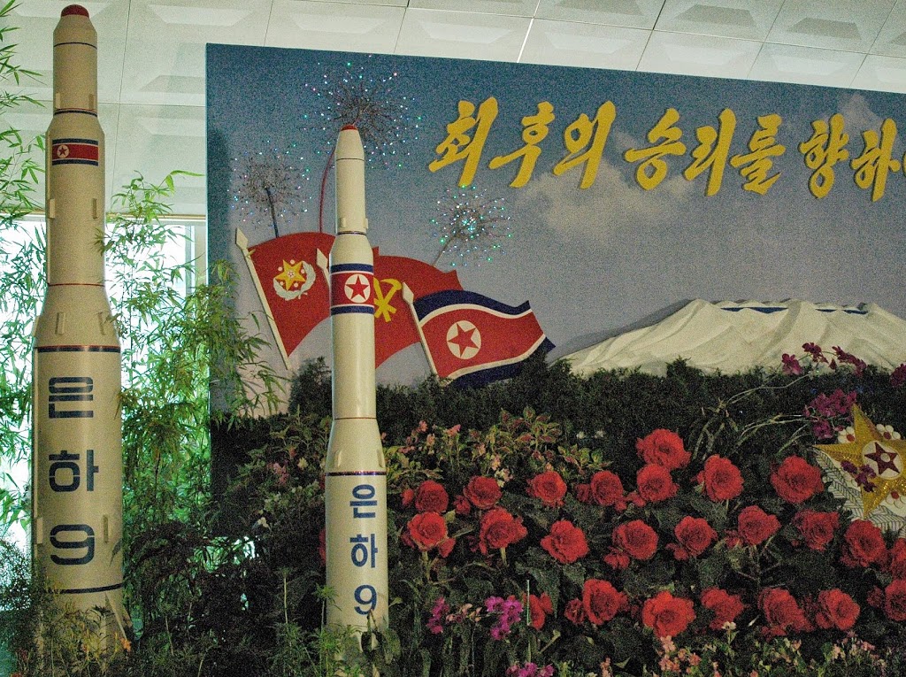 Unha-9 rocket model on display at floral exhibition, Pyongyang, 2013.