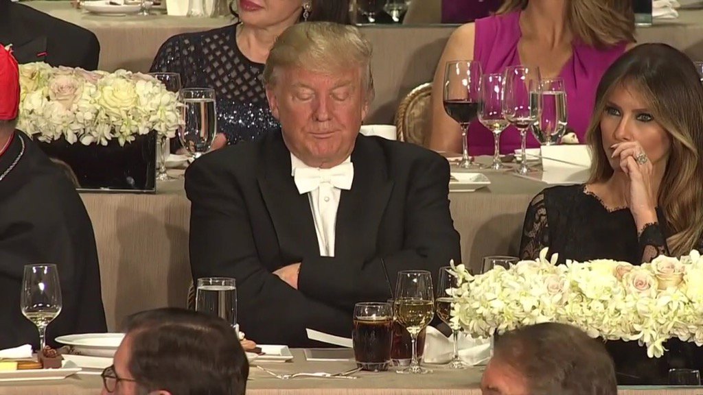Donald Trump at the Alfred E. Smith dinner.