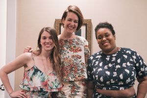Call Your Girlfriend producer Gina Delvac and hosts Ann Friedman and Aminatou Sow, backstage before the DC show.
